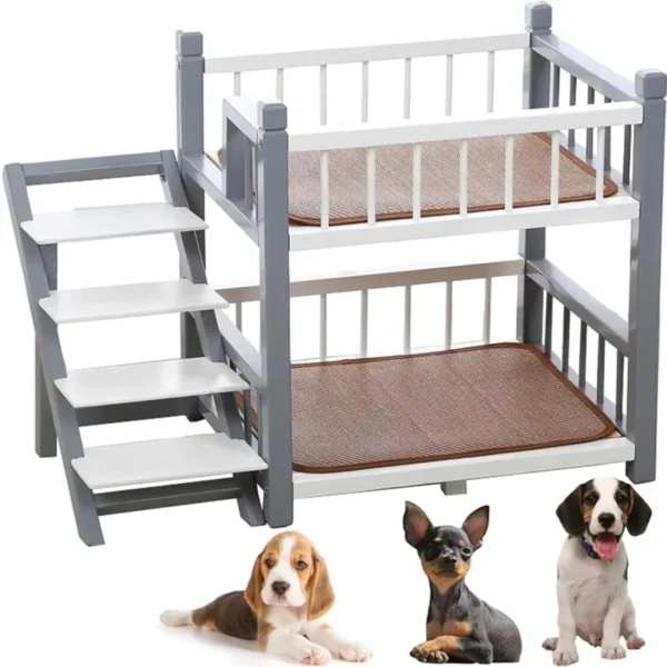 Dog Bunk Bed Small Medium Large Dogs Pet Removable Double Layer Pet Bed with Stairs