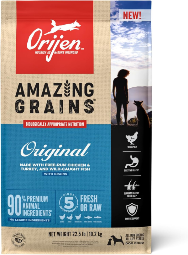 Amazing Grains Original Dry Dog Food, High Protein Dog Food, Fresh or Raw Ingredients