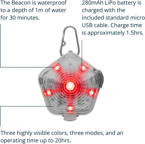 Ruffwear, Beacon Safety Light for Dogs, Clear Lake - Image 3