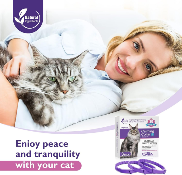 3 Pack Calming Collar Efficient Relieve Reduce Anxiety Stress Pheromones Calm Relaxing Comfortable Breakaway Collars Adjustable for Small, Medium Large Cat, Kittens - Image 7