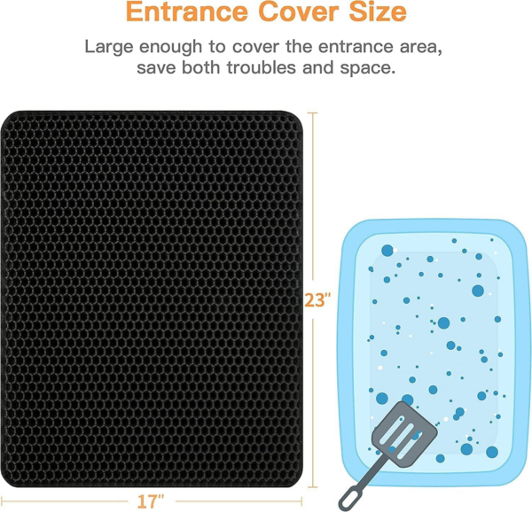 Conlun Cat Litter Mat Cat Litter Trapping Mat, Honeycomb Double Layer Design, Urine and Water Proof Material, Scatter Control, Less Waste，Easier to Clean,Washable - Image 2