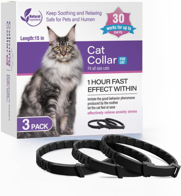 3 Pack Calming Collar Efficient Relieve Reduce Anxiety Stress Pheromones Calm Relaxing Comfortable Breakaway Collars Adjustable for Small, Medium Large Cat, Kittens - Image 8