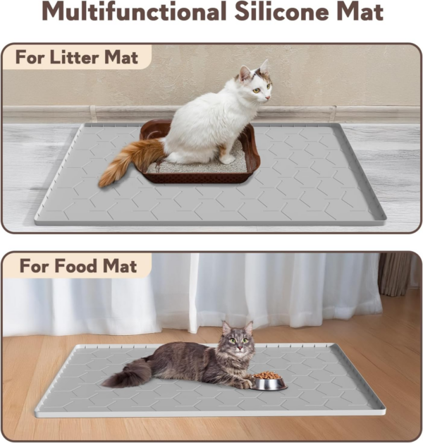 Cat Mat for Litter Box, Large 34" X 22" Cat Litter Mat, Waterproof Silicone Pad for Floor, Gray - Image 6