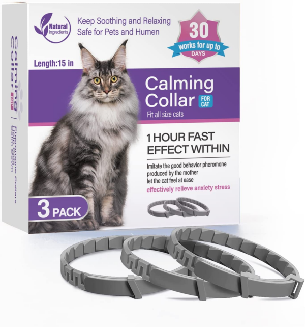 3 Pack Calming Collar Efficient Relieve Reduce Anxiety Stress Pheromones Calm Relaxing Comfortable Breakaway Collars Adjustable for Small, Medium Large Cat, Kittens - Image 9