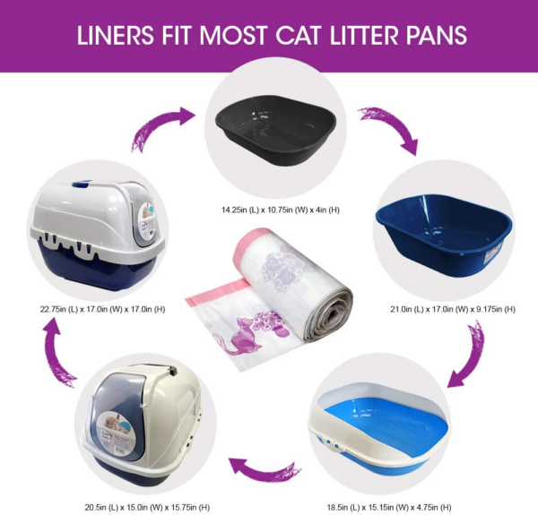 15 Count  Litter Box Liners Super Thick, Durable, Easy Clean up Jumbo Drawstring Scented Litter Pan Box Liners, Bags for Pet Cats - Image 4