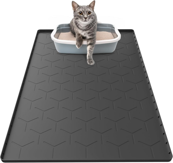 Cat Mat for Litter Box, Large 34" X 22" Cat Litter Mat, Waterproof Silicone Pad for Floor, Gray - Image 8