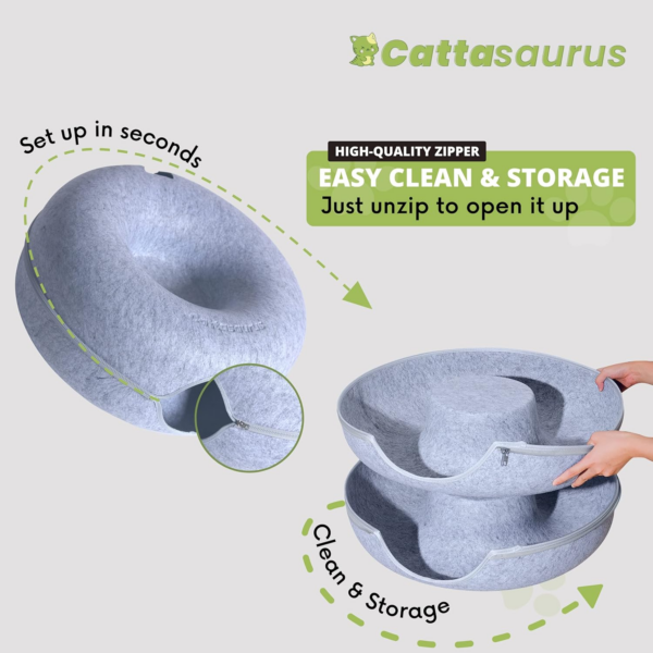 Peekaboo Cat Cave for Multiple & Large Cats up to 30-45 Lbs, Scratch Detachable & Washable Tunnel Bed, Comfy Donut Cat Cave (Light Gray, Large) - Image 5