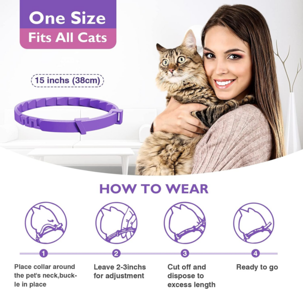 3 Pack Calming Collar Efficient Relieve Reduce Anxiety Stress Pheromones Calm Relaxing Comfortable Breakaway Collars Adjustable for Small, Medium Large Cat, Kittens - Image 6