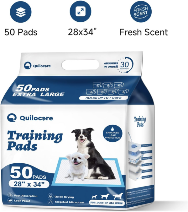 50 Count 28” X 34” XL Disposable Dog Pee Pads, Super Absorbent Leakproof Quick Drying Puppy Pee Pads for Dogs, Extra Large Disposable Dog Training Pads - Image 7