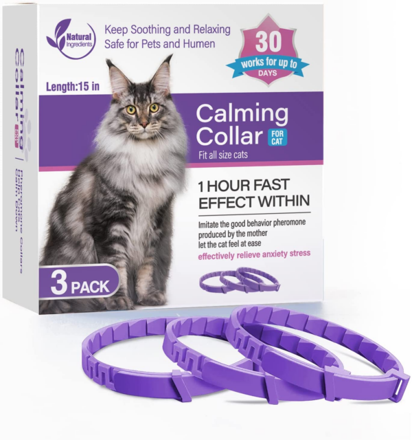 3 Pack Calming Collar Efficient Relieve Reduce Anxiety Stress Pheromones Calm Relaxing Comfortable Breakaway Collars Adjustable for Small, Medium Large Cat, Kittens - Image 10